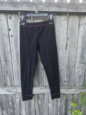Climate Right Kids Black Leggings with Pink Stitching